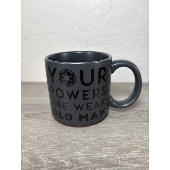 Hallmark StarWars Coffee Mug Dark Side “YOUR POWERS ARE WEAK OLD MAN” Gray Black - Picture 1 of 4